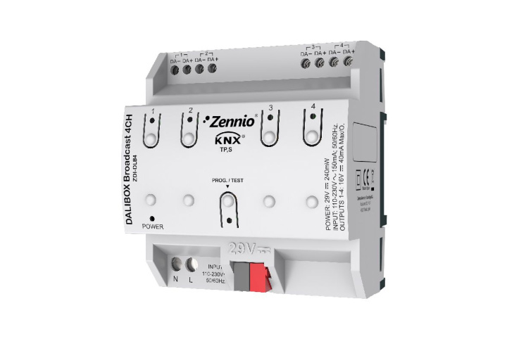 Zennio Passerelle DALI DALIBOX Broadcast 4CH ZDI-DLB4