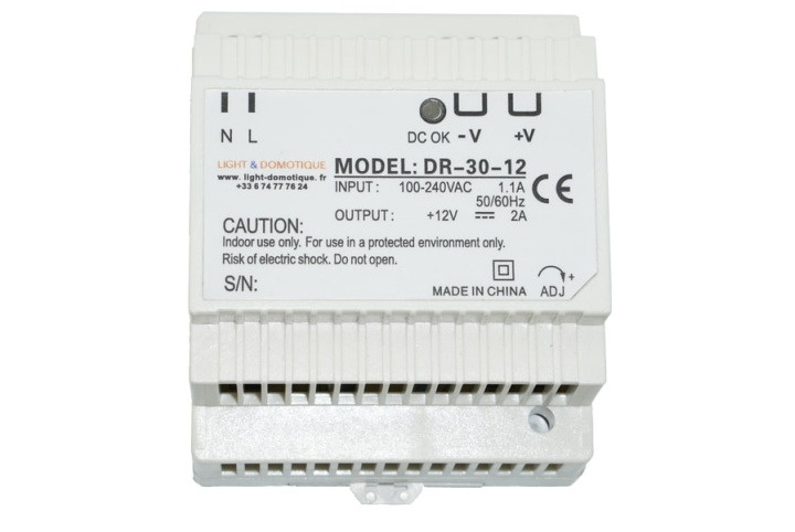 L&D Alimentation 12V DC 30W 2A installation rail Din DR-30-12
