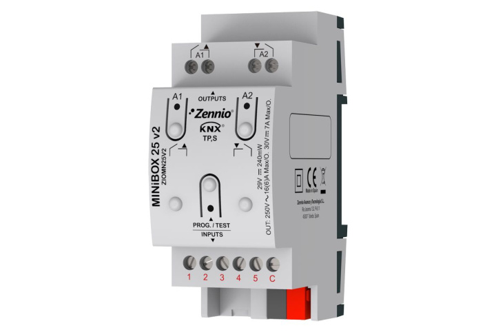 Zennio MINiBOX 25 V2 - MINiBOX 25  Actionneur 2 sorties 5 entrées  KNX - ZIOMN25V2 - ZIO-MN25
